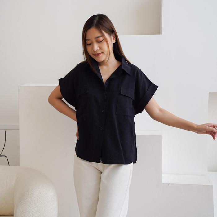 Gambar Lilybelle Noya Top Linen Atasan Polos Santai - Black dari Lilybelleclothing undefined Tokopedia