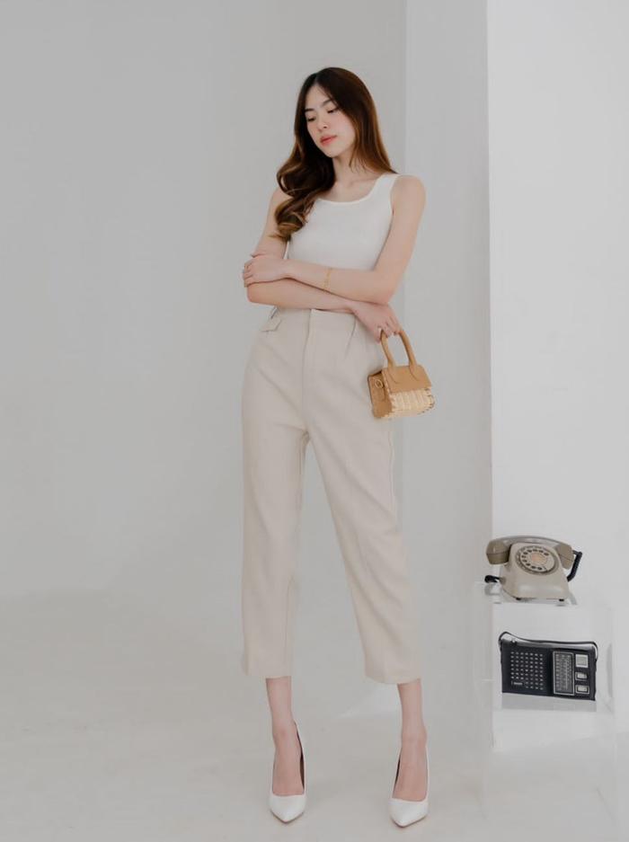 Gambar Shenelin - Celana Panjang Wanita Bahan Celana Kantor Rumi Pants - Cream, All Size dari Shenelin Official undefined Tokopedia