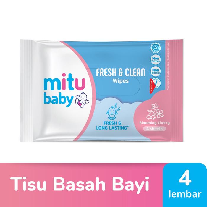 Gambar MITU BABY TISSUE BASAH 4 SHEETS WET WIPES NON ALCOHOL BAYI ANTISEPTIC - PINK dari 8 MART undefined Tokopedia