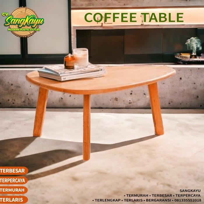 Gambar Meja tamu kayu minimalis meja oval meja kopi coffee table meja sofa 8 - 70 x 35 cm, Ongkir normal dari SangkayuStore undefined Tokopedia