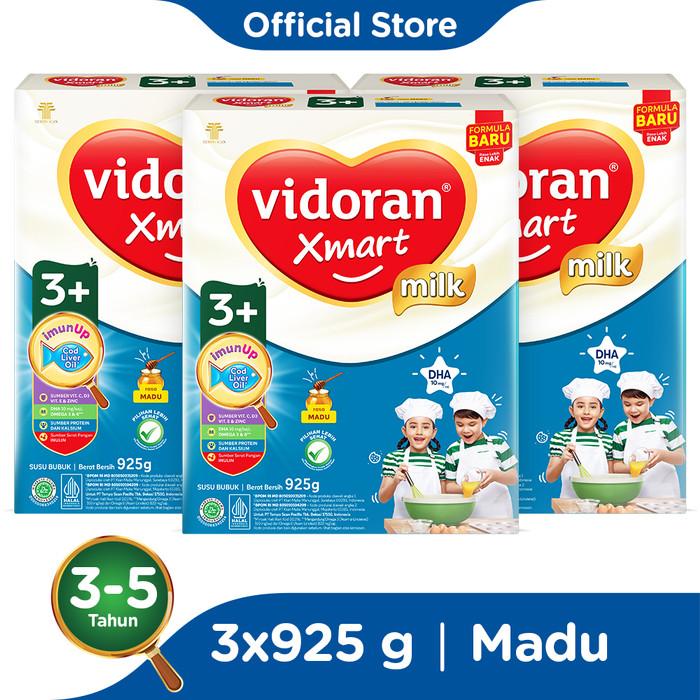 Gambar BARU vidoran Xmart 3+ Madu 925gr Susu Formula Anak 3-5 Tahun - 3 box dari Rohman Karim Official undefined Tokopedia