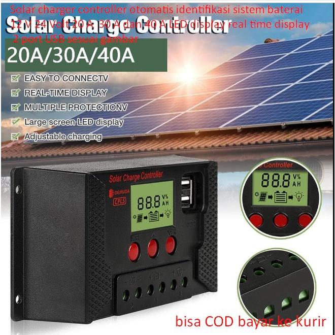Gambar Solar charger controller otomatis identifikasi sistem baterai 12 V 24 dari muham storee undefined Tokopedia