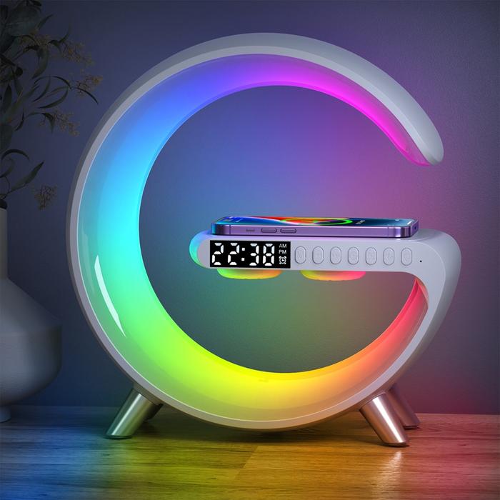 Jual 15W LED Atmosphere RGB Light Wireless Charger Alarm Clock
