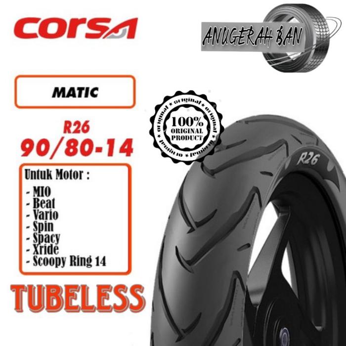 Gambar Ban Luar CORSA PLATINUM R 26 - R26 - 90/80 - 14 - 43 S TUBLESS dari Arayanshop23 undefined Tokopedia