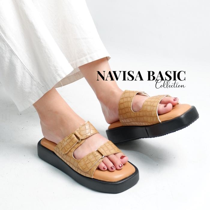 Gambar Sandal Wanita Motif Croco Prepet Bisa adjust NavisaBasicCollection - Hitam Camel, 38 dari Navisa Basic Collection undefined Tokopedia