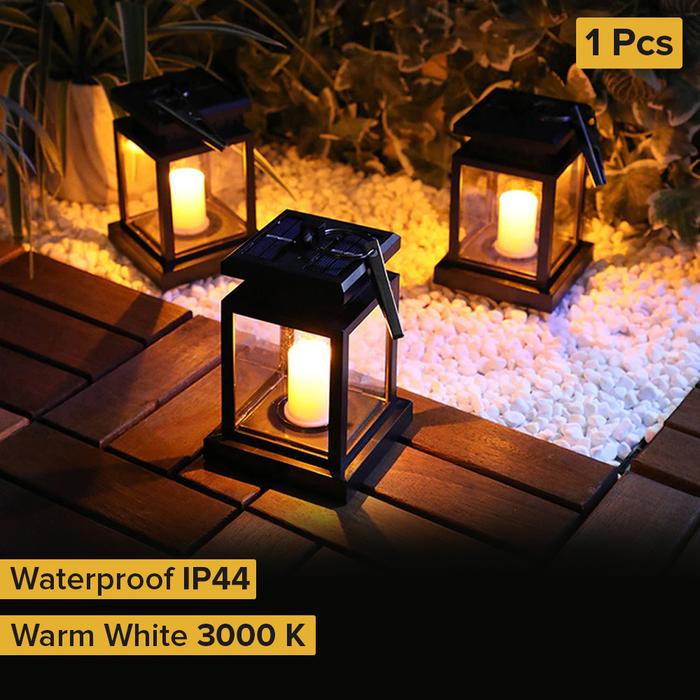 Gambar Lampu Taman Hias Lentera Solar Power Waterproof Warm White Em301 Black dari Dekaem Store undefined Tokopedia