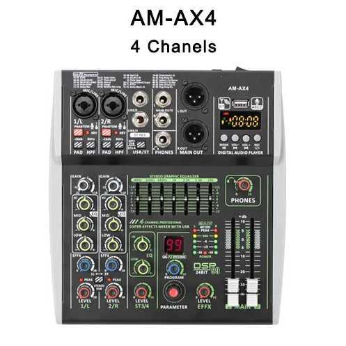 Gambar LOMEHO Mixer Audio Digital 4 Channel DSP 99 Effects Bluetooth - AM-AX4 - Hitam dari TROY Warehouse undefined Tokopedia