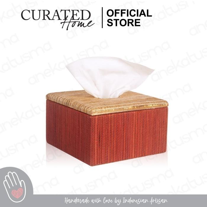 Gambar Curated Home - Decorative Tissue Box - Square Woven - Red dari AnekaTusma undefined Tokopedia