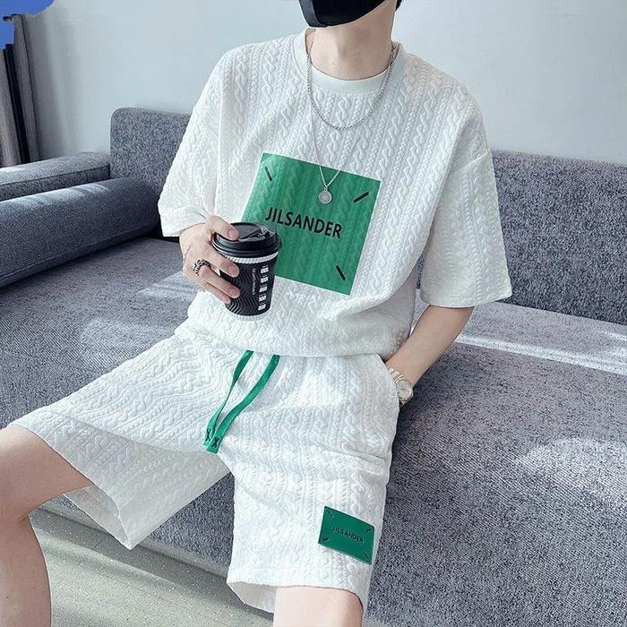 Gambar Men's clothing set, men's short sleeved T-shirt and shorts, paired - White suit, M dari ranti untung undefined Tokopedia