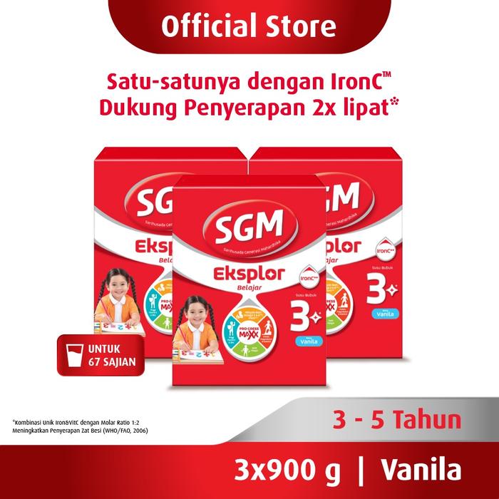 Gambar SGM Eksplor 3+ dengan IronC Susu Bubuk Rasa Vanilla 900GR x 3 qug dari qugi undefined Tokopedia