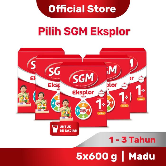 Gambar SGM Eksplor 1+ dengan IronC Susu Pertumbuhan Rasa Madu 600GR x 5 qug dari qugi undefined Tokopedia