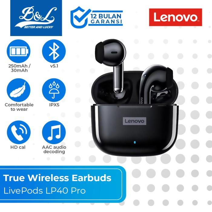 Gambar LENOVO THINKPLUS TRUE WIRELESS EARBUDS LIVEPODS LP40 PRO BT5.1 IPX5 - Hitam dari lalopiamarket undefined Tokopedia