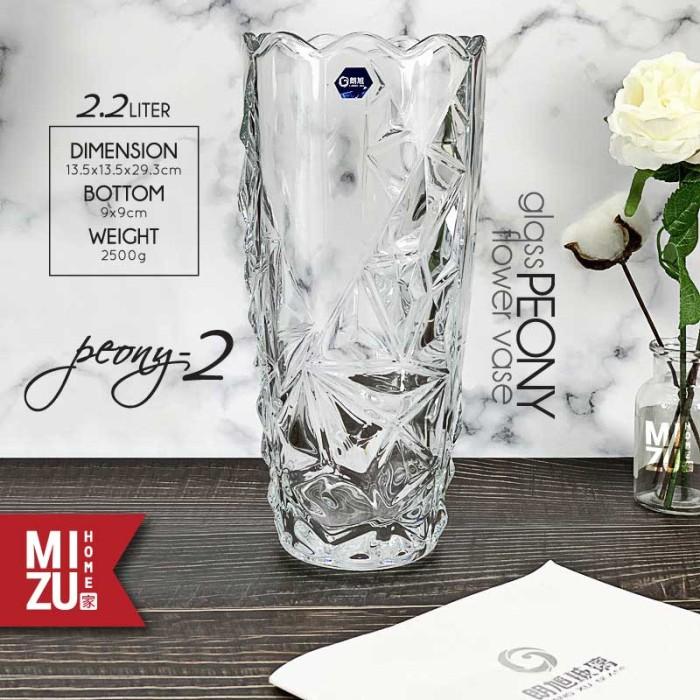 Gambar MIZU PEONY Glass Flower Vase Vas Bunga Kaca Pot Kembang HOME DECOR CEK - PEONY-2 dari Warungkukino undefined Tokopedia