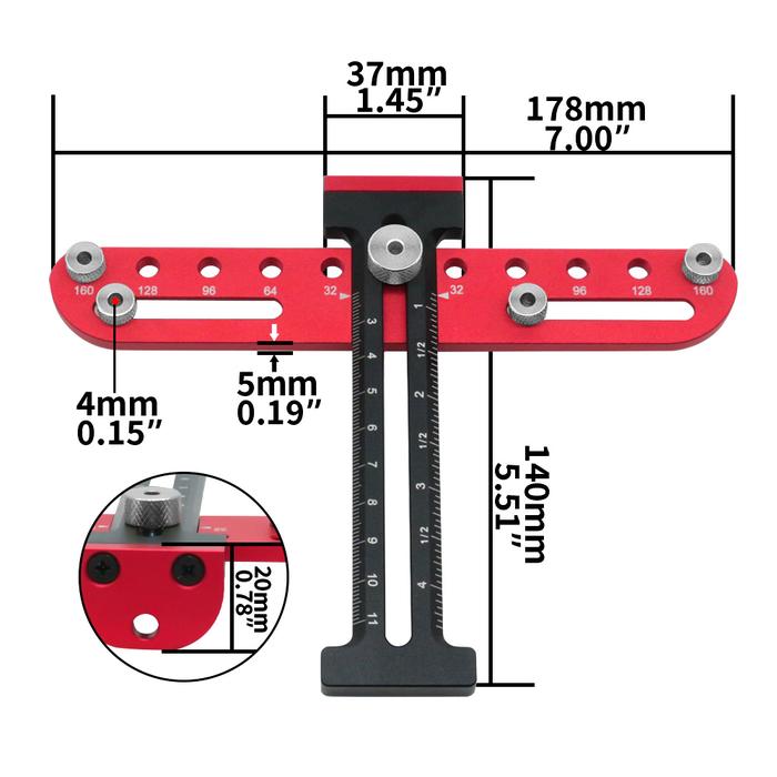 Gambar Door Cabinet Handle Hole Pitch Punch Locator - Cabinet Hardware Jig . dari namby undefined Tokopedia