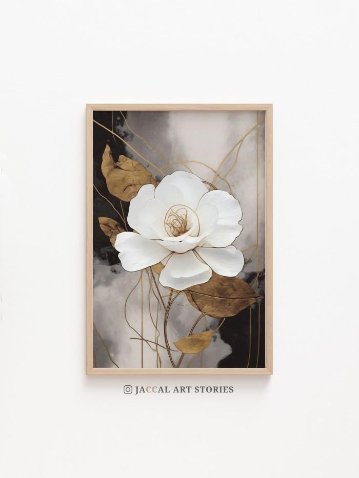 Gambar PROMO TERBATAS Floral Vintage Wall Art Aesthetic White Rose dan Gold - - White Rose, 30x40 cm dari Aveta Shop undefined Tokopedia