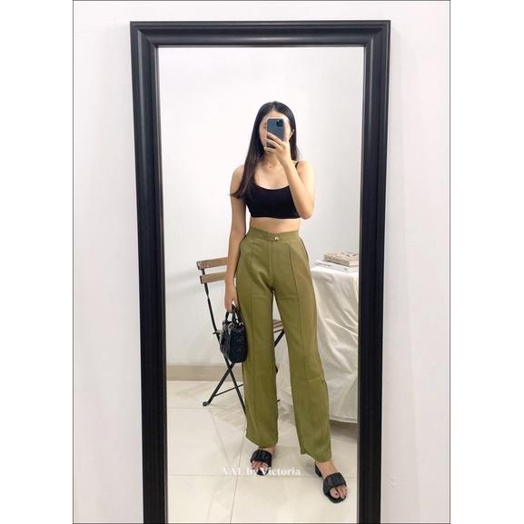Gambar INEZ Celana Kulot / Kulot Kantor / Celana Fashion Wanita / Highwaist - Army green, onesize dari Val by Victoria undefined Tokopedia