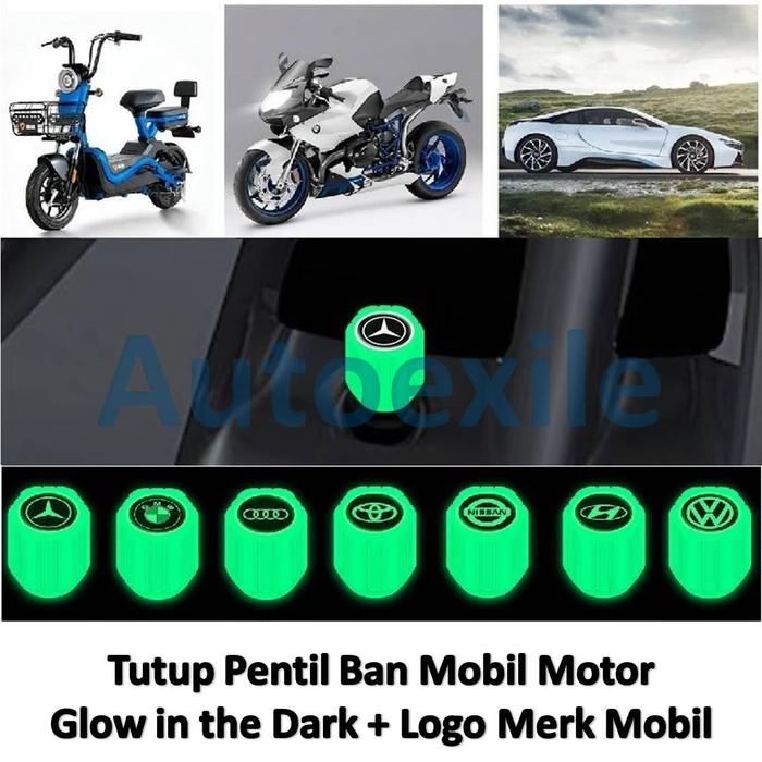 Gambar Tutup Pentil Ban Luminous Glow in Dark Logo Mitsubishi Nissan Toyota - Mercedes Benz dari Autoexile undefined Tokopedia
