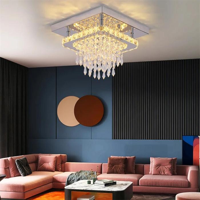 Jual Modern Led Chandelier Dimmable Pendant Light K9 Crystal With - Main Image