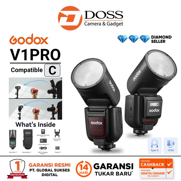 Gambar Godox V1Pro Round Head Flash for Camera Flash V1 Pro Canon Sony Nikon - CANON dari DOSS Camera & Gadget undefined Tokopedia