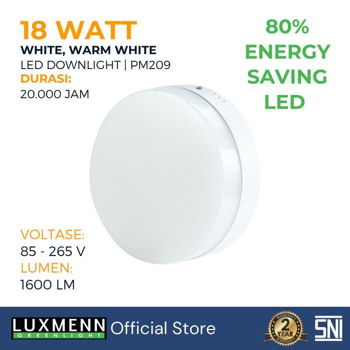 Gambar Lampu Downlight Bulat Outbow Luxmenn LED PM209 18 Watt, Putih & Kuning - Putih dari Jeffindo Mas Electric undefined Tokopedia