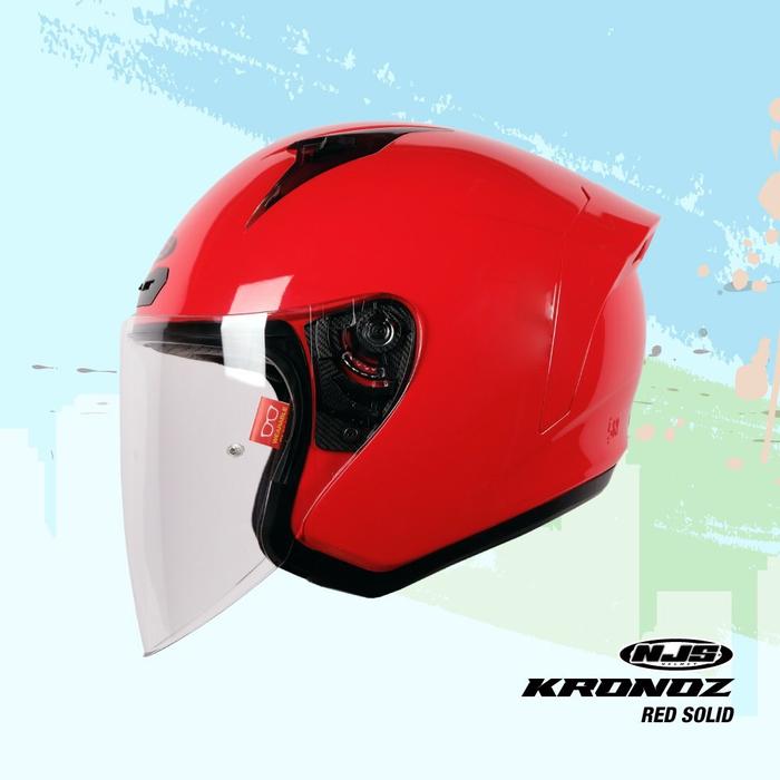 Gambar Helm Half Face NJS Kronoz Solid Polos Half Face Helmet - Red Solid, S dari GROSIR TIANASHOP undefined Tokopedia