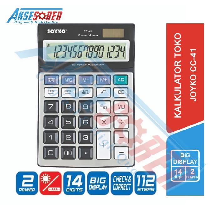Gambar Kalkulator 14 Digit Joyko [CC-41] / Check Correct / Calculator Manual - Hitam dari Aksesoren undefined Tokopedia