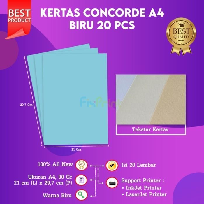 Gambar Kertas Concorde 90gr A4 1 pack isi 20 Lembar 210mm x 297mm Paper - Biru dari FixPrint Indonesia undefined Tokopedia