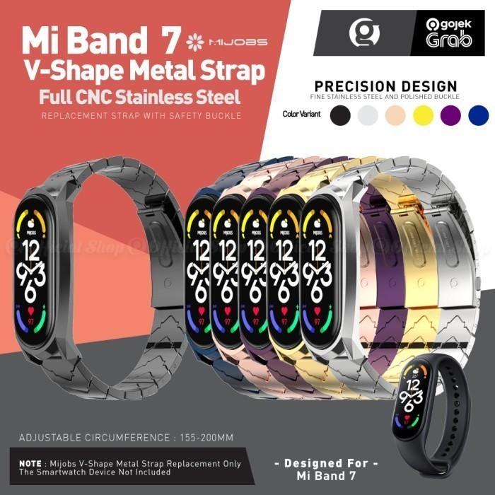 Gambar MIJOBS METAL V SHAPE Stainless Steel Strap for Xiao Mi Band 7 Tali Jam - BLACK dari G-Rex undefined Tokopedia
