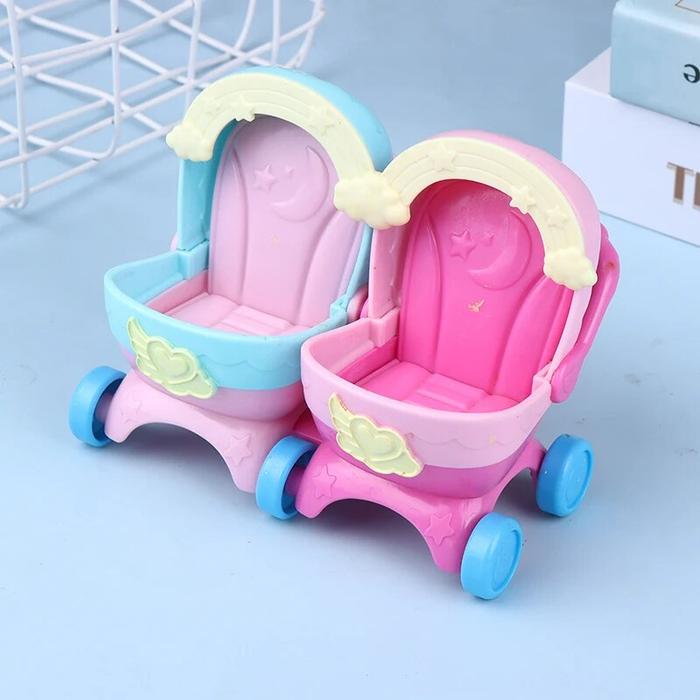 Gambar 1:12 Dollhouse Miniature Simulation Twin Baby Strollers dari Musangg store undefined Tokopedia