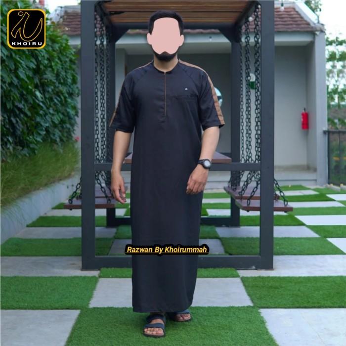 Gambar Gamis Pria Razwan Series By Khoirummah  - Jubah Polos Fashion Muslim - Black, M dari Risalah Muslim Store undefined Tokopedia