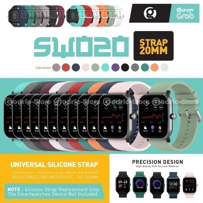Gambar SW20 Silikon Strap 20mm for Amazfit GTS 1 2 3 E Mini / BIP U S PRO dll - Dark Grey dari G-Rex Kota Administrasi Jakarta Barat Tokopedia