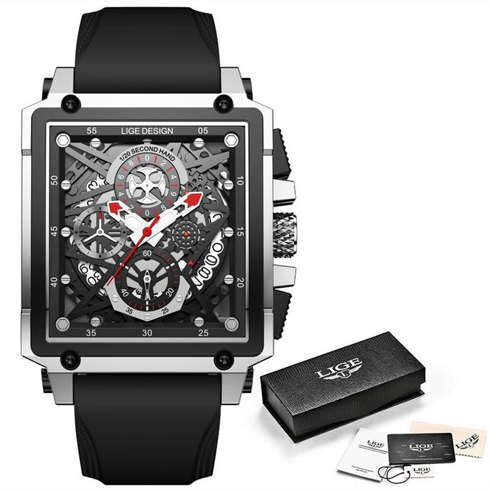Gambar [Homm] Lige Original Jam Tangan Pria Multi Fungsi Terbaru Anti Air - silver black dari Hoummes undefined Tokopedia