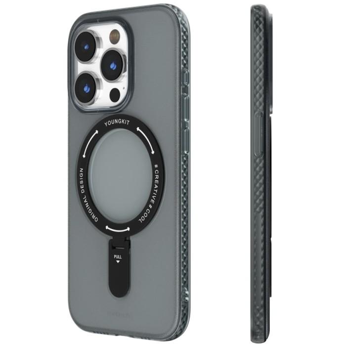 Gambar Case iPhone 15 Pro Max YOUNGKIT Rock Frosted Foldable Magnetic Ring - Black, iPhone 15 Pro dari Supcase Official ID undefined Tokopedia