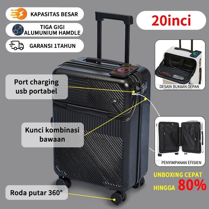 Gambar Koper Kabin/Bagasi Laptop Port/Kunci Koper bisnis/ Kerja Traveling - 20 inch hitam dari harapan bisa undefined Tokopedia
