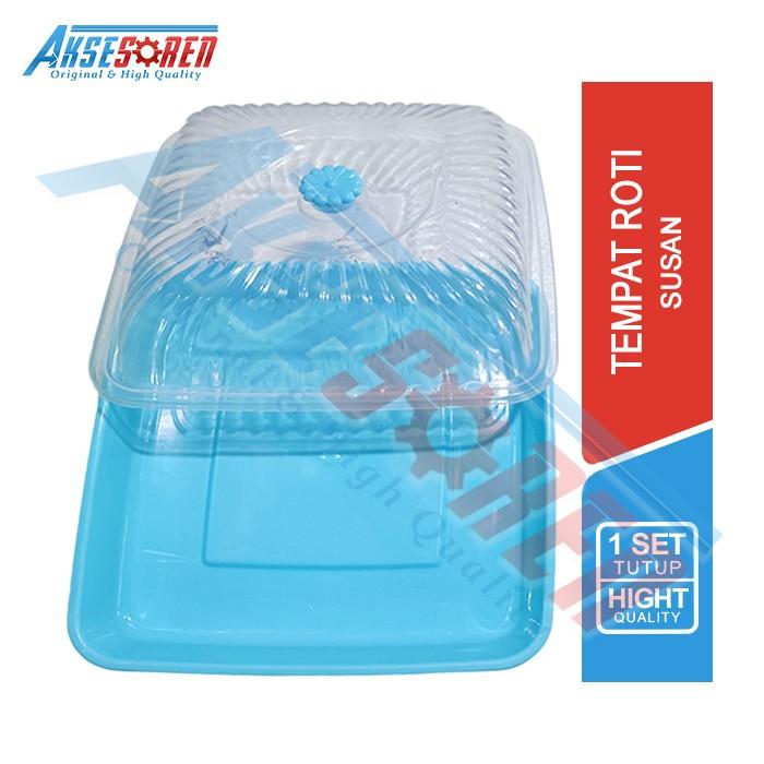 Gambar Tempat Roti Kue + Tutup Susan / Kotak Saji Bolu Plastik Soft / Wadah - Random dari Aksesoren undefined Tokopedia
