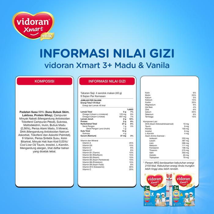 Gambar VIDORAN XMART 3+ MADU 925GR SUSU FORMULA ANAK 3-5 TAHUN - 3 dari rambemarkett undefined Tokopedia