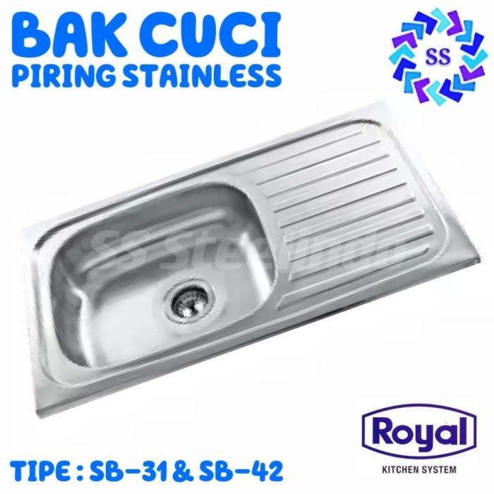 Gambar BAK CUCI PIRING / KITCHEN SINK STAINLESS ROYAL (SB-31 & SB-42) - 47,5cm x 84ccm dari SSSteelindo undefined Tokopedia