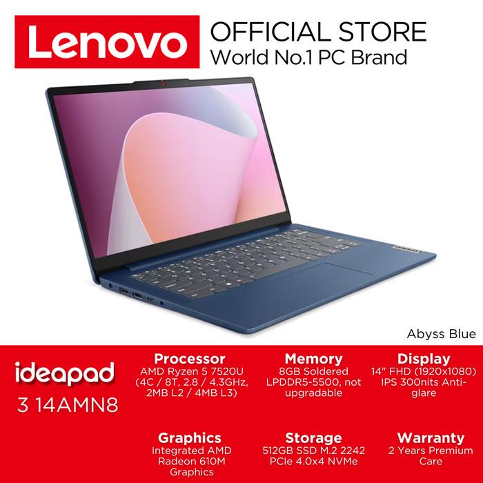Gambar Laptop Lenovo IdeaPad Slim 3 14AMN8 FHD IPS Ryzen 5 8GB 512GB Win11 - Blue - 16GB, STANDARD dari Lenovo Authorized Jaksel undefined Tokopedia