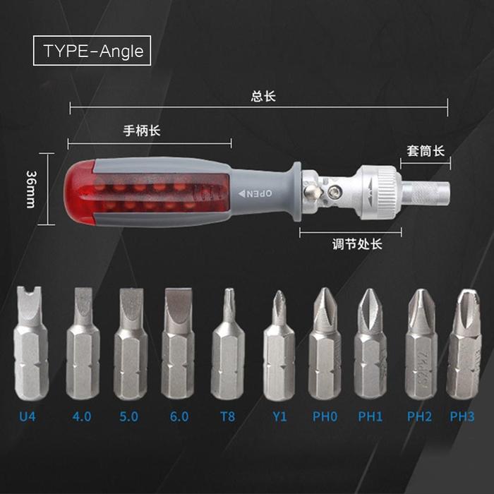 Gambar Obeng Rachet Set 11 in 1 Ratchet Screwdriver Reparasi Multifungsi - A dari IDT4 undefined Tokopedia