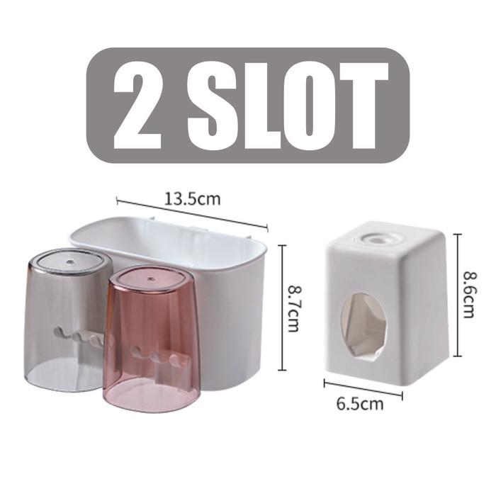 Gambar Dispenser odol dan tempat sikat gigi dewasa anak aman praktis - 2 Slot dari EverydayLiving Store undefined Tokopedia