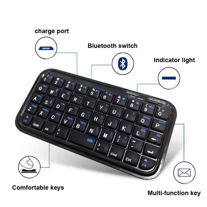 Gambar Keyboard Mini Wireless Bluetooth Tablet Smartphone Rechargeable - Z49 - Hitam dari Larisdia undefined Tokopedia