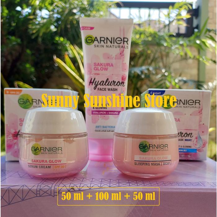 Gambar [3 PCS] Paket GARNIER Sakura White/Glow Krim Siang + Malam + Sabun dari Karamina Casimiraa undefined Tokopedia