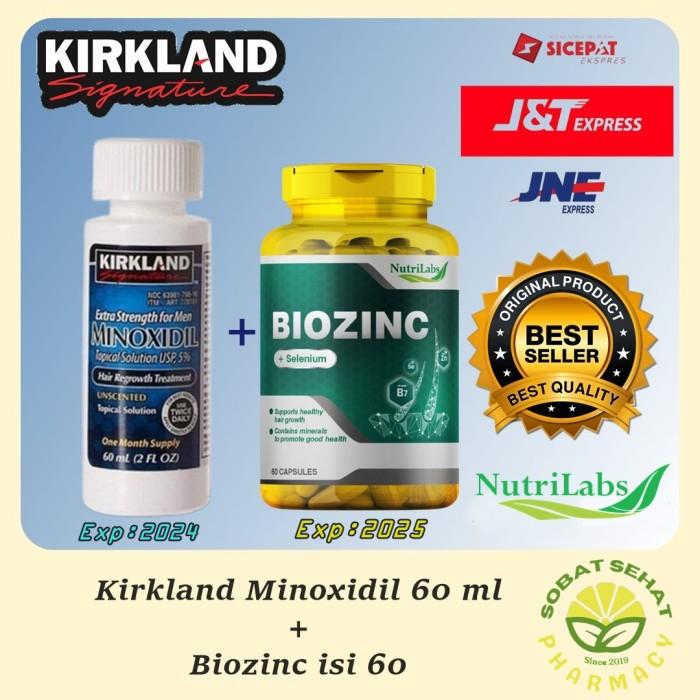 Gambar KIRKLAND MINOXIDIL 5  BIOZINC NUTRILABS ISI 60 ORIGINAL USA Termurah dari ATIKA_STORE25 undefined Tokopedia