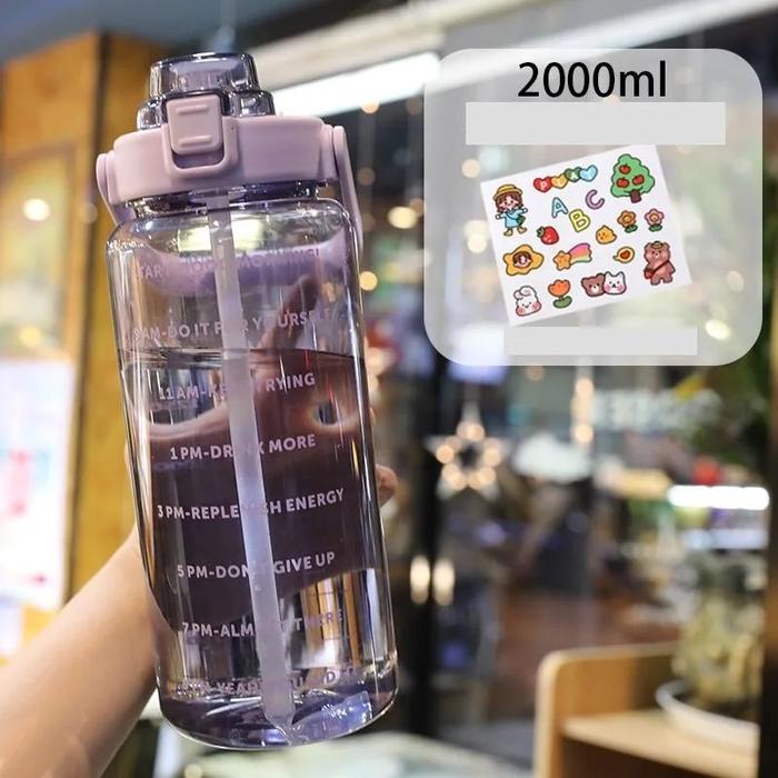 Gambar 2 Liters Water Bottle with Time Marker Reusable Outdoors Sports dari Uinmall undefined Tokopedia