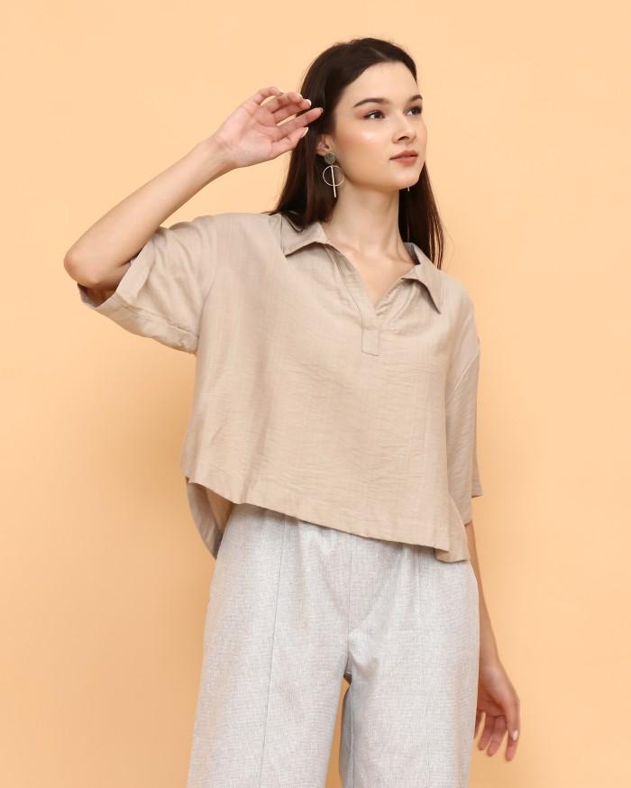 Gambar Triana Short Sleeve Blouse - Khaki dari DiaaDia undefined Tokopedia