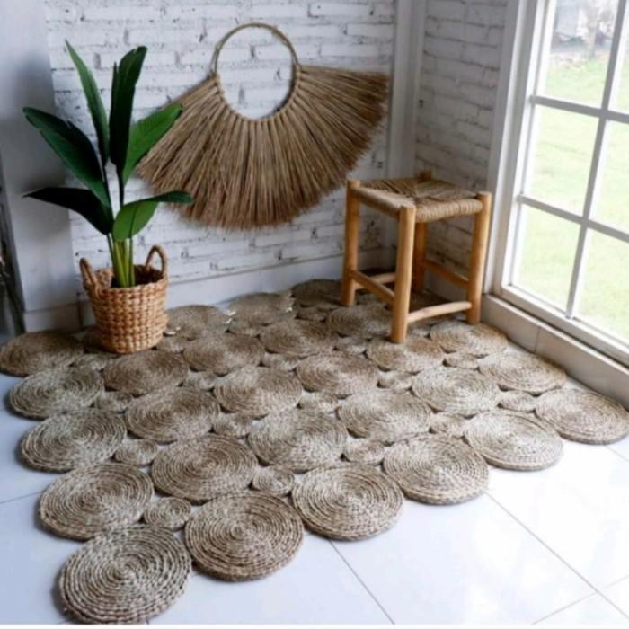 Gambar Karpet kotak persegi besar| Rug anyaman mendong| Alas Lantai - 100 x 125cm dari ocean blue home undefined Tokopedia