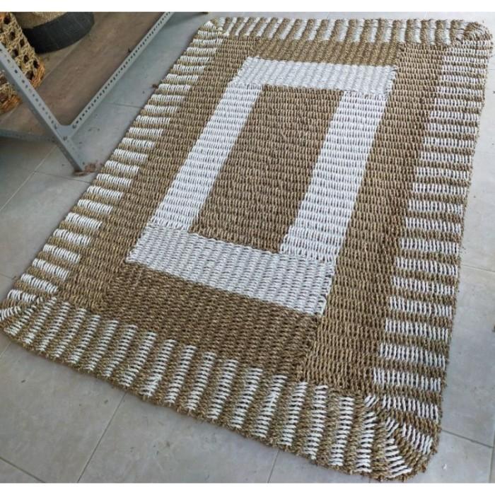 Gambar Rug persegi seagrass/ karpet anyamab ukiran besar uk 150x200 PO - B dari ocean blue home undefined Tokopedia