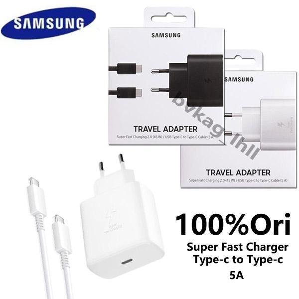 CHARGER SAMSUNG ORIGINAL 45 WATT TYPE C SUPER FAST CHARGING C TO C Putih  di Glaxiystore78 Tokopedia