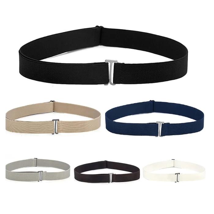 Jual Invisible Belt Buckle Plastic Elastic Belt Women Men