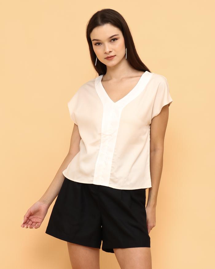 Gambar Alcazar Tencel  Blouse with contrast - L/XL dari DiaaDia undefined Tokopedia